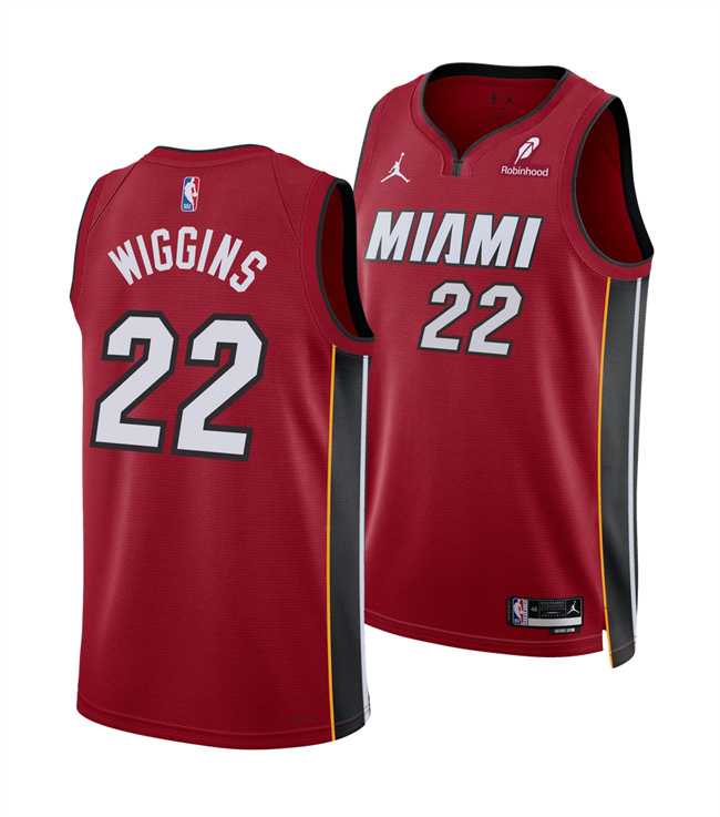 Mens Miami Heat #22 Andrew Wiggins Red 2025 Statement Edition Swingman Stitched Jersey Dzhi->miami heat->NBA Jersey